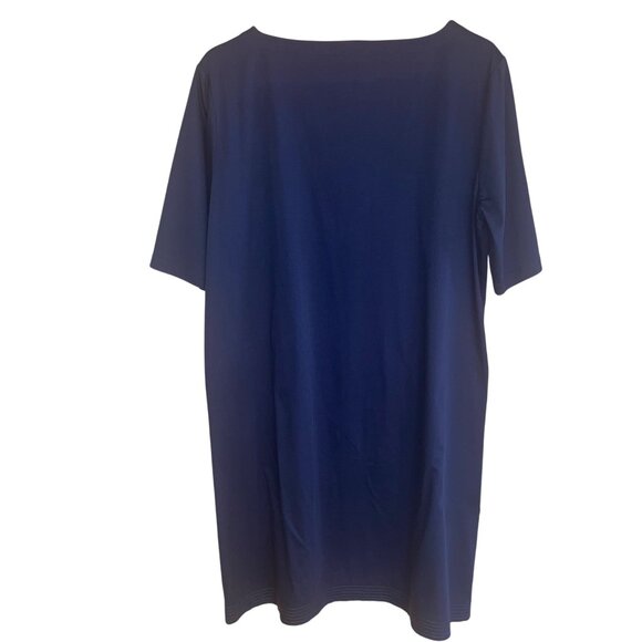 Atm Womens Dress Size Large Blue Pockets Relaxed Fit Pure Cotton New - Picture 2 of 8